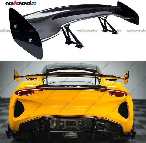 3K Real Carbon Fiber 57inches Universal Rear Spoiler, Adjustable Angles GT Racing Style Trunk Exterior High Kick Tail Deck Lid Splitter Wing Lip Man Gift Mustang Camaro Corvette in Saudi Arabia
