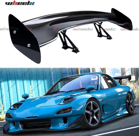 3K Real Carbon Fiber 57inches Universal Rear Spoiler, Adjustable Angles GT Racing Style Trunk Exterior High Kick Tail Deck Lid Splitter Wing Lip Man Gift Mustang Camaro Corvette in Saudi Arabia