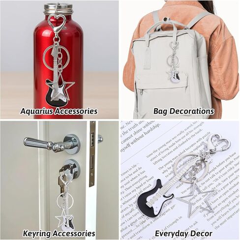 2 قطعة سلسلة مفاتيح الجيتار، سلسلة مفاتيح نجمة الموسيقى الجمالية Y2K Bass Guitar حقيبة سلسلة مفاتيح هدايا فريدة لمحبي الموسيقى والرجال والنساء in Kuwait