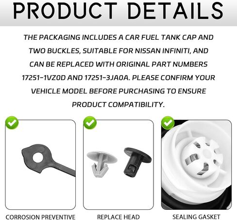 Gas Cap Fuel Tank Cap Replacement for Nissan Altima 2013-2020 Infiniti 2014-2020 QX60 2013 JX35 Q50 Frontier 2011-2020 Versa 2014-2019 Pathfinder 2013-2020 Murano 2015-2020 17251-1VZ0D in Saudi Arabia
