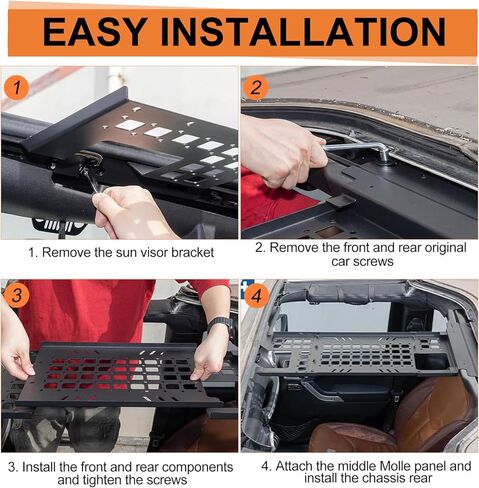 Roof Molle Panel, Compatible with 2007-2018 Jk (Hardtop Models Only), Roof Rack Storage, No Drilling Required in Saudi Arabia