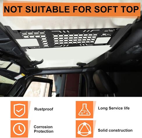 Roof Molle Panel, Compatible with 2007-2018 Jk (Hardtop Models Only), Roof Rack Storage, No Drilling Required in Saudi Arabia