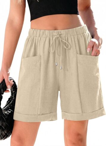 SHEWIN Womens Shorts Lightweight Bermuda Shorts for Women Casual 5 Inch Inseam Summer Linen Shorts with Pockets in Saudi Arabia