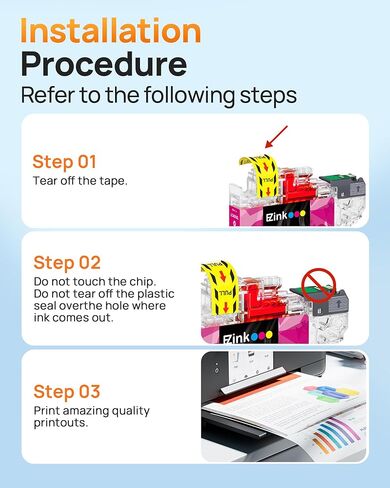 E-Z Ink LC401XL Ink Cartridges for Brother Printer Compatible Replacement for Brother LC401 Ink Cartridges LC401 XL LC401XL LC 401 to use with MFC-J1010DW MFC-J1170DW MFC-J1012DW DCP-J1800DW (4 Pack) in Kuwait
