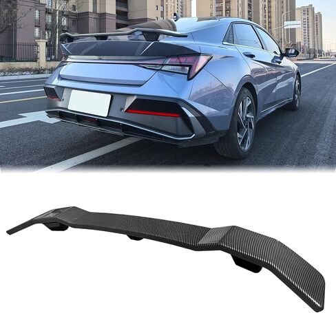 FREEMOTOR802 Trunk Spoiler Compatible with 2021-2025 Hyundai Elantra, N Style Carbon Fiber Print ABS Deck Lid Spoiler Rear Boot Tail Lip Wing in Saudi Arabia
