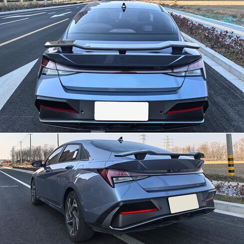 FREEMOTOR802 Trunk Spoiler Compatible with 2021-2025 Hyundai Elantra, N Style Carbon Fiber Print ABS Deck Lid Spoiler Rear Boot Tail Lip Wing in Saudi Arabia
