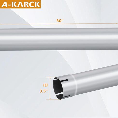 A-KARCK 3.5 بوصة مستقيم DIY أنبوب عادم مغزل مخصص، أنابيب صناعية، ملاءمة عالمية، طول 30 بوصة، أنبوب مستقيم مغزل 3.5 بوصة in Saudi Arabia