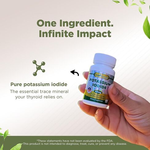 يوديد البوتاسيوم 65 مجم لكل حصة - مكمل غذائي، دعم الغدة الدرقية - كمية تكفي لمدة شهرين - غير معدلة وراثيًا - صنع في الولايات المتحدة الأمريكية - تاريخ انتهاء الصلاحية 03/2029 in Kuwait