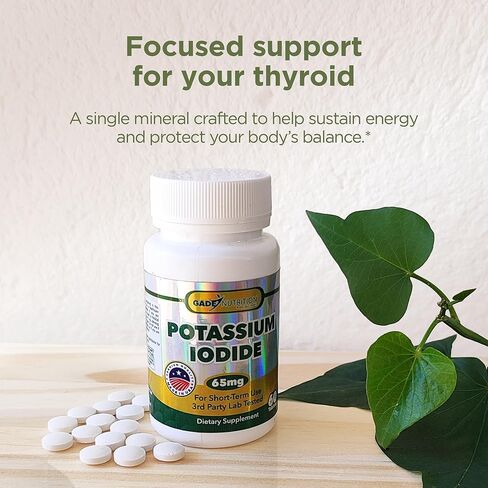 يوديد البوتاسيوم 65 مجم لكل حصة - مكمل غذائي، دعم الغدة الدرقية - كمية تكفي لمدة شهرين - غير معدلة وراثيًا - صنع في الولايات المتحدة الأمريكية - تاريخ انتهاء الصلاحية 03/2029 in Kuwait