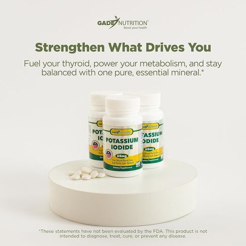 يوديد البوتاسيوم 65 مجم لكل حصة - مكمل غذائي، دعم الغدة الدرقية - كمية تكفي لمدة شهرين - غير معدلة وراثيًا - صنع في الولايات المتحدة الأمريكية - تاريخ انتهاء الصلاحية 03/2029 in Kuwait