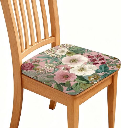 Chair Seat Covers - Waterproof Stretch Printed Dining Room Chair Cover with Elastic Ties Removable Washable Dining Upholstered Chairs Protector (Cyan, Four-Piece Set) in Saudi Arabia