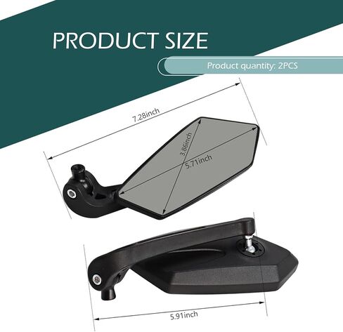 2 PCS Motorcycle Rear View Mirrors, Adjustable Convex Side Mirrors Modified Accessories, Wide Angle Rearview Mirror, Universal for Bike, Scooter, ATV, UTV, Dirt Bike and More (Black) in Saudi Arabia