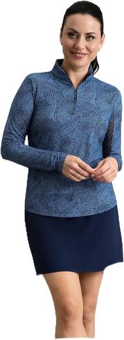 IBKUL UPF 50+ Sun Protection, Icefil Cooling, Moisture-Wicking Stephanie Long Sleeve Mock Neck Top in Kuwait