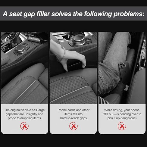 2pc Car Seat Gap Filler, Universal Car Seat Slot Organizer, Anti-Drop Car Interior Storage Strip, Fits Most Cars, Trucks & SUVs, Soft & Durable in Kuwait