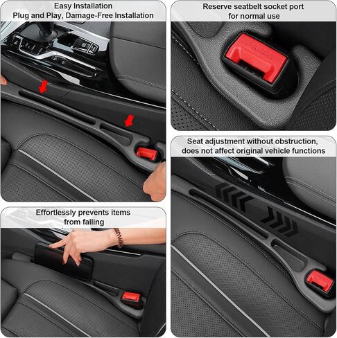 2pc Car Seat Gap Filler, Universal Car Seat Slot Organizer, Anti-Drop Car Interior Storage Strip, Fits Most Cars, Trucks & SUVs, Soft & Durable in Kuwait