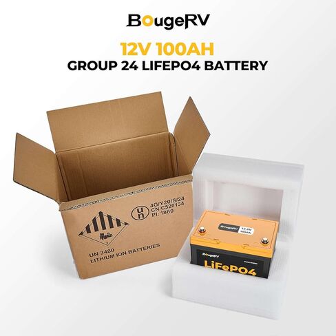 【ترقية】بطارية BougeRV 12V 100Ah Group 24 LiFePO4، حماية من درجات الحرارة المنخفضة، 100A BMS مدمجة، دورة عميقة 1280 وات في الساعة، بطارية ليثيوم فوسفات الحديد مثالية للمركبات الترفيهية ومحرك التصيد والبحرية والطاقة الاحتياطية الشمسية in Saudi Arabia