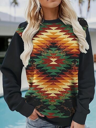 Women's Fashion Marble Print Sweatshirt in Saudi Arabia