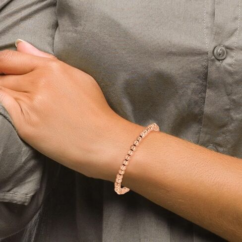 Stainless Steel Polished Rose IP-plated 6mm Beaded Stretch Bracelet 8.25" in Saudi Arabia