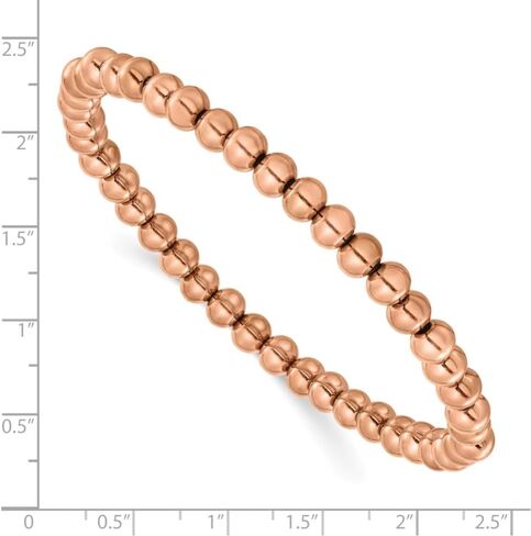 Stainless Steel Polished Rose IP-plated 6mm Beaded Stretch Bracelet 8.25" in Saudi Arabia