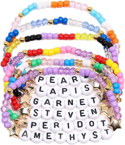 AICase for Steven Universe Merch Gifts Inspired Bracelets 6 Pcs Stackable Stretch Beaded Friendship Bracelets Concert Outfit Vinyl Poster Sticker Merchandise Gifts for Fans Women Birthday Christmas in Saudi Arabia