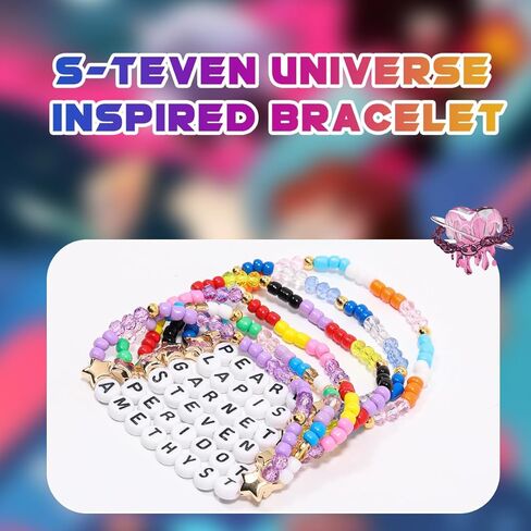 AICase for Steven Universe Merch Gifts Inspired Bracelets 6 Pcs Stackable Stretch Beaded Friendship Bracelets Concert Outfit Vinyl Poster Sticker Merchandise Gifts for Fans Women Birthday Christmas in Saudi Arabia