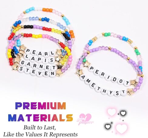 AICase for Steven Universe Merch Gifts Inspired Bracelets 6 Pcs Stackable Stretch Beaded Friendship Bracelets Concert Outfit Vinyl Poster Sticker Merchandise Gifts for Fans Women Birthday Christmas in Saudi Arabia