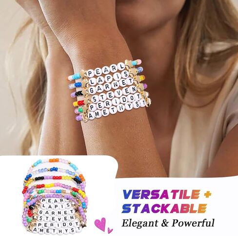 AICase for Steven Universe Merch Gifts Inspired Bracelets 6 Pcs Stackable Stretch Beaded Friendship Bracelets Concert Outfit Vinyl Poster Sticker Merchandise Gifts for Fans Women Birthday Christmas in Saudi Arabia