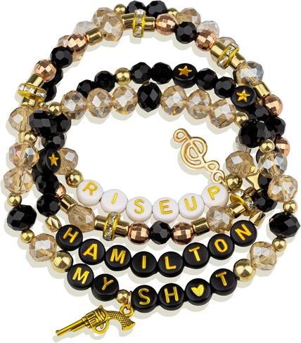 Black and Golden Bracelets Set, Friendship Bracelets for Friends, Elastic Layering Boho Jewelry, Gifts for Fans Birthday, Teens & Friends in Saudi Arabia