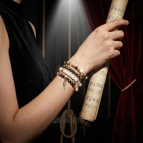 Black and Golden Bracelets Set, Friendship Bracelets for Friends, Elastic Layering Boho Jewelry, Gifts for Fans Birthday, Teens & Friends in Saudi Arabia