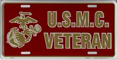 U.S.M.C. Veteran Metal License Plate in Saudi Arabia