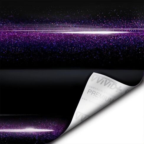 VViViD+ Ultra Gloss Cosmic Purple Vinyl Wrap Premium Paint Replacement Film Roll with Nano Air Release Technology, Stretchable Protective Cap Liner, Self Adhesive (50ft x 5ft) in Saudi Arabia