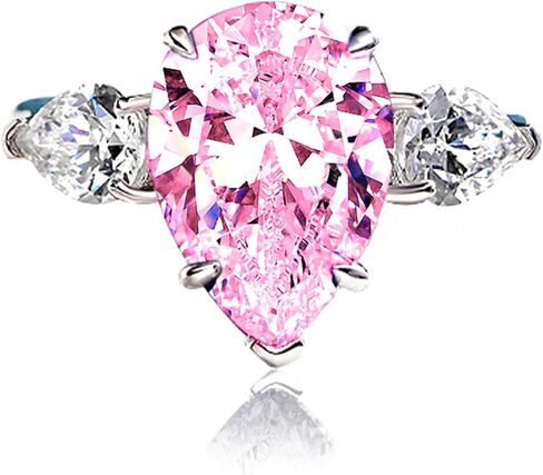 Wedding Bands for Women, 5 Carat Pear Cut Moissanite Ring 14X14mm in Sterling Silver, Beautiful Valentine's Day Gift for Wife in Saudi Arabia
