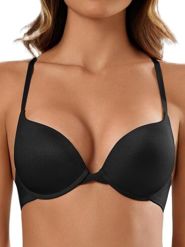Push Up Bras for Women Demi Tshirt Bra Add 1 Cup Padded Sexy Plunge Smooth Underwire in Saudi Arabia