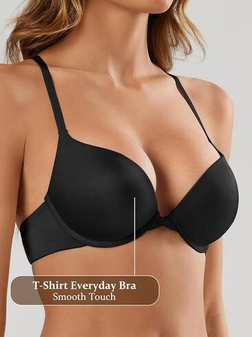 Push Up Bras for Women Demi Tshirt Bra Add 1 Cup Padded Sexy Plunge Smooth Underwire in Saudi Arabia