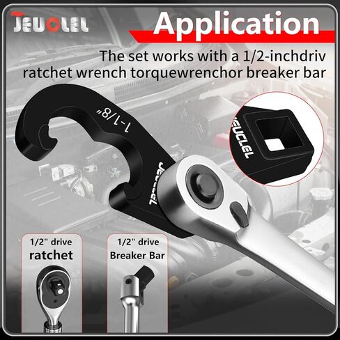 5PCS Tie Rod Adjusting Tool Set,Pitman Arm & Tie Rod End Adjusting Sleeves Adjustment Tool Kit, 1/2" Drive Ratchet Compatible with Chevy Ford Chrysler ect. Older Domestic Vehicles Trucks SUVs in Saudi Arabia