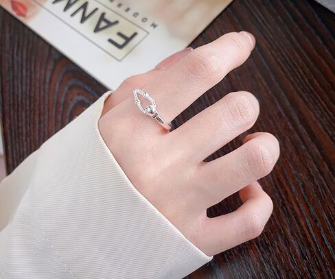 Fashion Ball 925 Sterling Silver Open Ring Promise Eternity Wedding Engagement Adjustable Stacking Statement Finger Band Rings Minimalist Jewelry Gifts for Women Her in Saudi Arabia