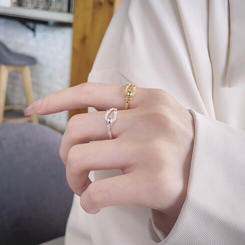 Fashion Ball 925 Sterling Silver Open Ring Promise Eternity Wedding Engagement Adjustable Stacking Statement Finger Band Rings Minimalist Jewelry Gifts for Women Her in Saudi Arabia