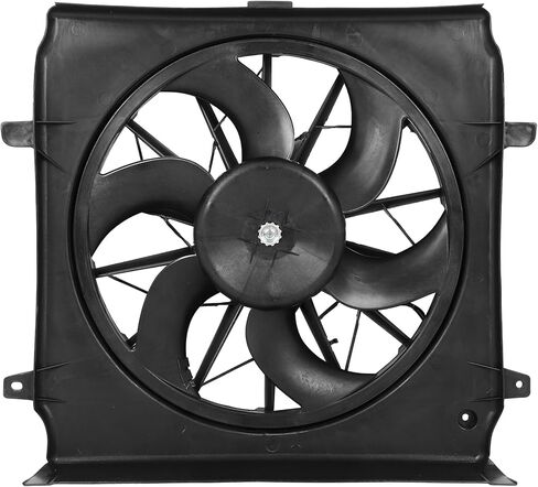 Radiator Cooling Fan Assembly Compatible with 2002-2003 for Jeep for Liberty 3.7L 2002-2004 for Jeep for Liberty 2.4L, Black Radiator Fan Direct Fit Replacement for Engine Cooling Fan in Saudi Arabia
