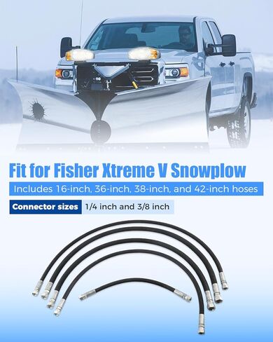 16" 36" 38" 42" 42" Hydraulic Hose Kit Fit for Fisher Xtreme V2 Snowplow, 1/4'' 3/8'' Receiver,Replacement JR16-04 JR16-06 in Saudi Arabia