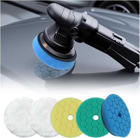5PCS 6 Inch Polishing Pads Kit Sponge & Polyester,Heavy Duty Reusable Car Buffing Pads Kit for Car Paint/Body,Hook and Loop Buffer Pad Fit 5 Inch Adapter Cars Accessories in Saudi Arabia