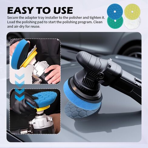 5PCS 6 Inch Polishing Pads Kit Sponge & Polyester,Heavy Duty Reusable Car Buffing Pads Kit for Car Paint/Body,Hook and Loop Buffer Pad Fit 5 Inch Adapter Cars Accessories in Saudi Arabia