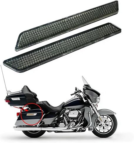 قطعتان من حشوات عاكسة لحقيبة السرج متوافقة مع Harley Davidson 2014-2025 Street Glide Electra Glide Road Glide Road King (أحمر) in Kuwait