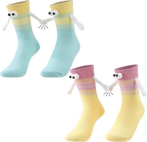 2/4 Pairs Magnetic Holding Hands Socks, Funny 3D Hand in Hands Socks Couples Novelty Gifts for Men Women Friends in Saudi Arabia