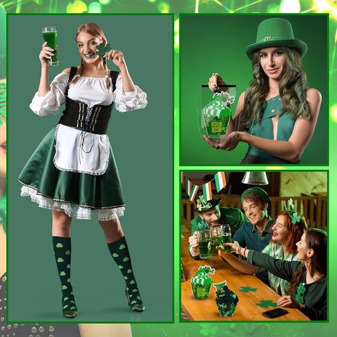 Boyiee 2 أزواج عيد القديس باتريك شامروك هدية الجوارب DIY تصميم الجدة طاقم الجوارب القطنية الخضراء البرسيم كب كيك الجوارب مع صندوق هدية للنساء الفتيات الرجال هدايا الحفلات in Saudi Arabia