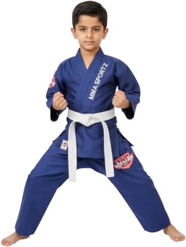 Brazilian Jiu-Jitsu (BJJ) Lightweight Training Gi for Kids | 100% Cotton-Poly Blend | with Free White Belt in Saudi Arabia