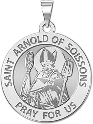 PicturesOnGold.com ميدالية دينية مستديرة من Saint Arnold of Soissons - مقاس 2/3 بوصة من قلادة من الفضة الإسترلينية - مجوهرات حماية هدايا مسيحية للرجال والنساء in Saudi Arabia