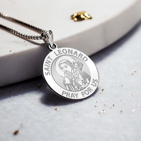 PicturesOnGold.com Saint Leonard Religious Medal - 3/4 Inch Size of a Nickel -Sterling Silver in Saudi Arabia