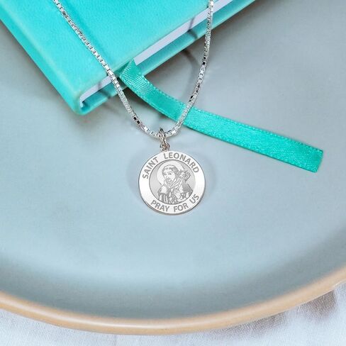 PicturesOnGold.com Saint Leonard Religious Medal - 3/4 Inch Size of a Nickel -Sterling Silver in Saudi Arabia