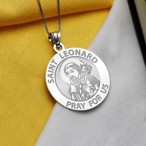 PicturesOnGold.com Saint Leonard Religious Medal - 3/4 Inch Size of a Nickel -Sterling Silver in Saudi Arabia