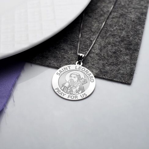 PicturesOnGold.com Saint Leonard Religious Medal - 3/4 Inch Size of a Nickel -Sterling Silver in Saudi Arabia
